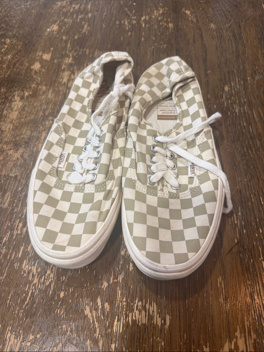Vans Checkerboard Low Top Sneakers in Cream and Sage Green